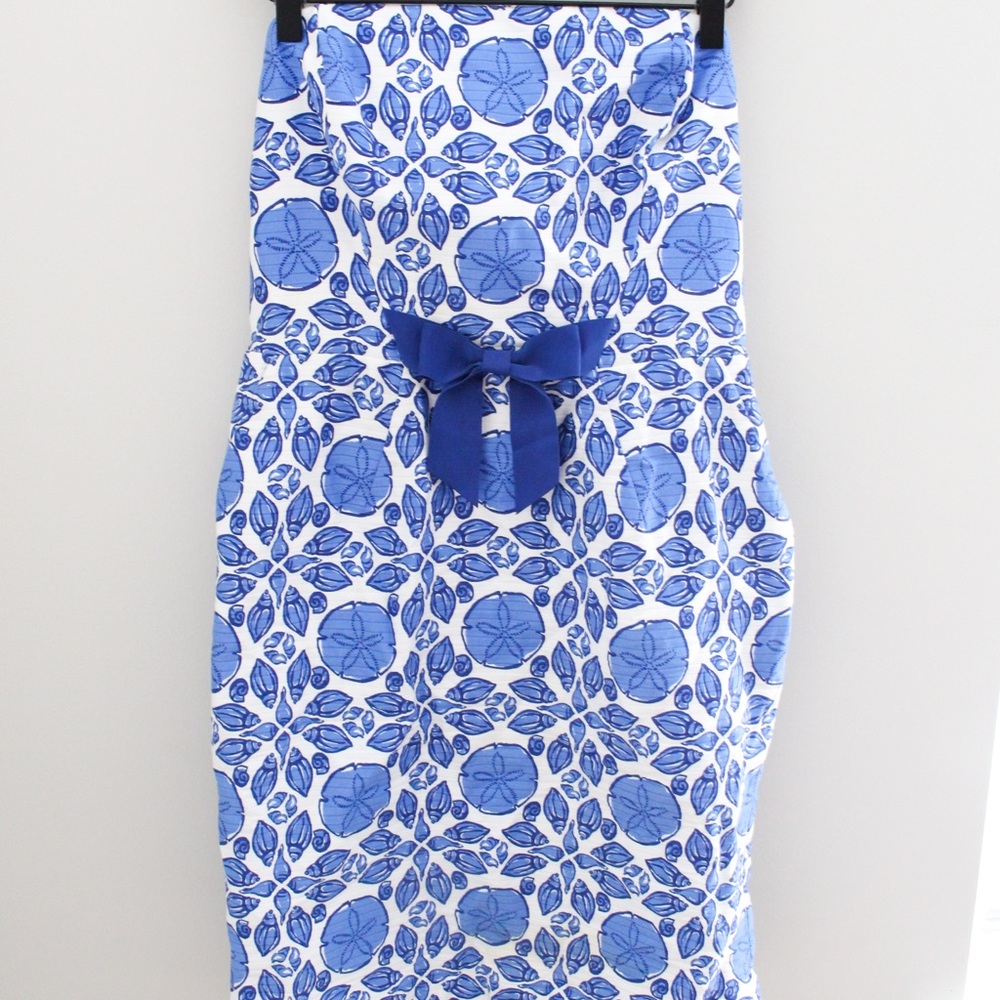 VINEYARD VINES Dress Strapless Blue Sand Dollar 8